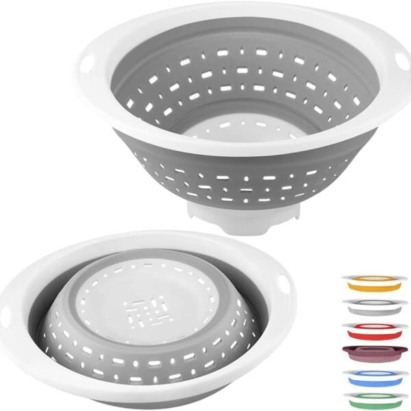 Collapsible Colander and Strainer, 5 Quart(1.25 gal), Heavey Duty Kitchen Drainer Basket for Pasta, Veggies and Fruits, New Home Apartment Essentials