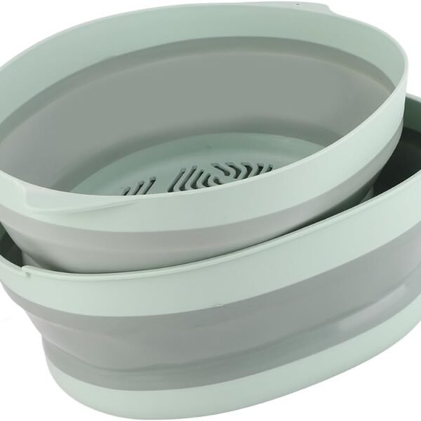 Dish Pan Foldable, Multifunctional Double Layer Drain Basket Outdoor Plastic Drain S Er Fruits Vegetables Colanders Portable Foldable Washbasin Fruit and Vegetable Storage Green (Green Large)