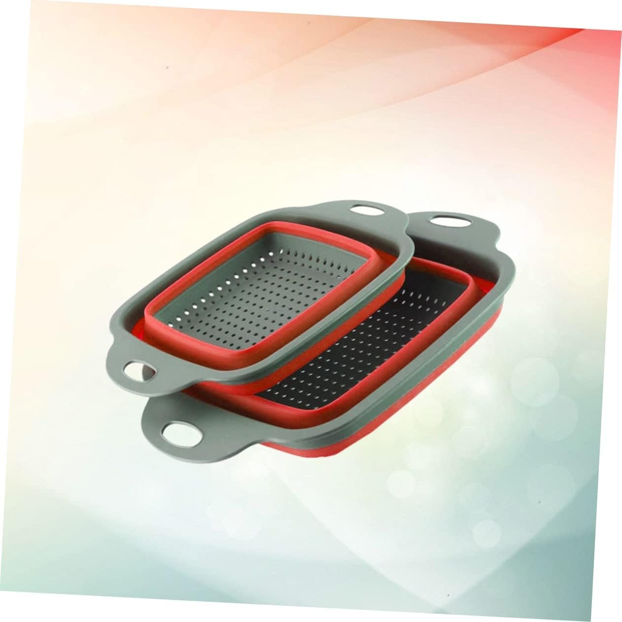 2Pcs Foldable Telescopic Drain Basket Multi Purpose Fruit and Vegetable Storage Basket for Home Kitchen Practical Red Design for Easy Organization