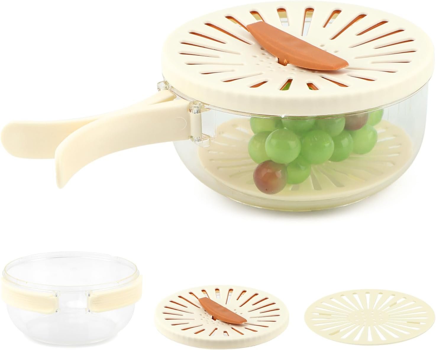 Draining Basket With Lid, Sink Drain Basket, 2 In 1 Multifunctional Drain Basket, Fruit Washing Bowl With Strainer, With Collapsible Handle For Washing Fruits And Vegetables (COLOR: Brown)