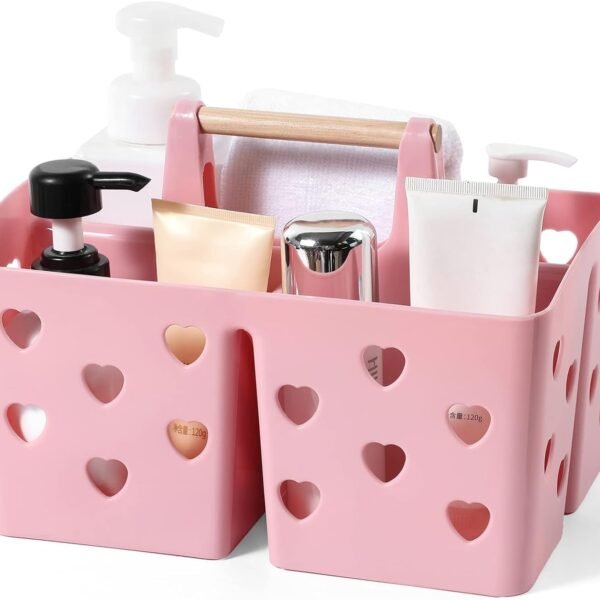 Portable Plastic Shower Caddy (With Handle), Pink