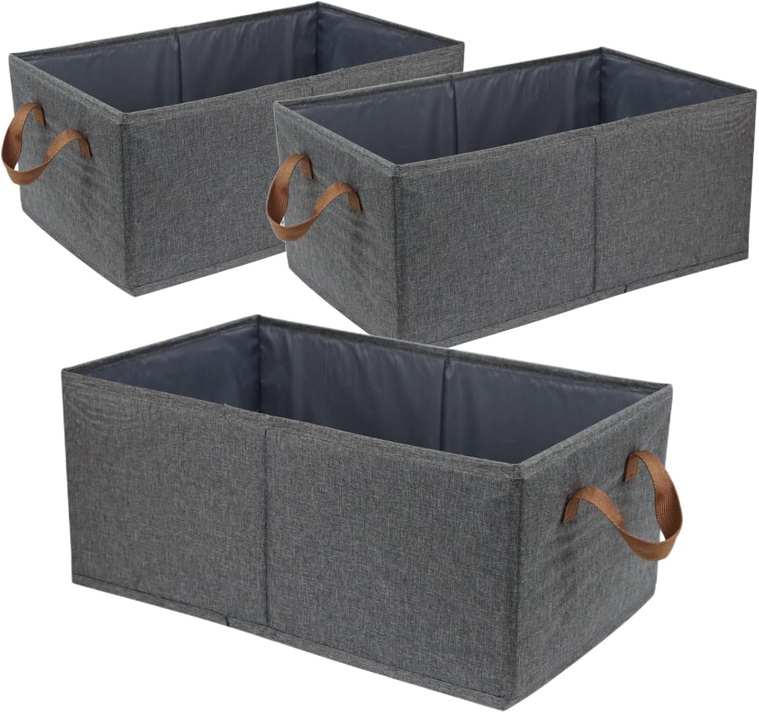 Large-Capacity Closet Storage Bins (3-Piece Set) — Sturdy, foldable storage boxes for organizing clothes, linens, toys, and books; suitable for use as shelf storage baskets
