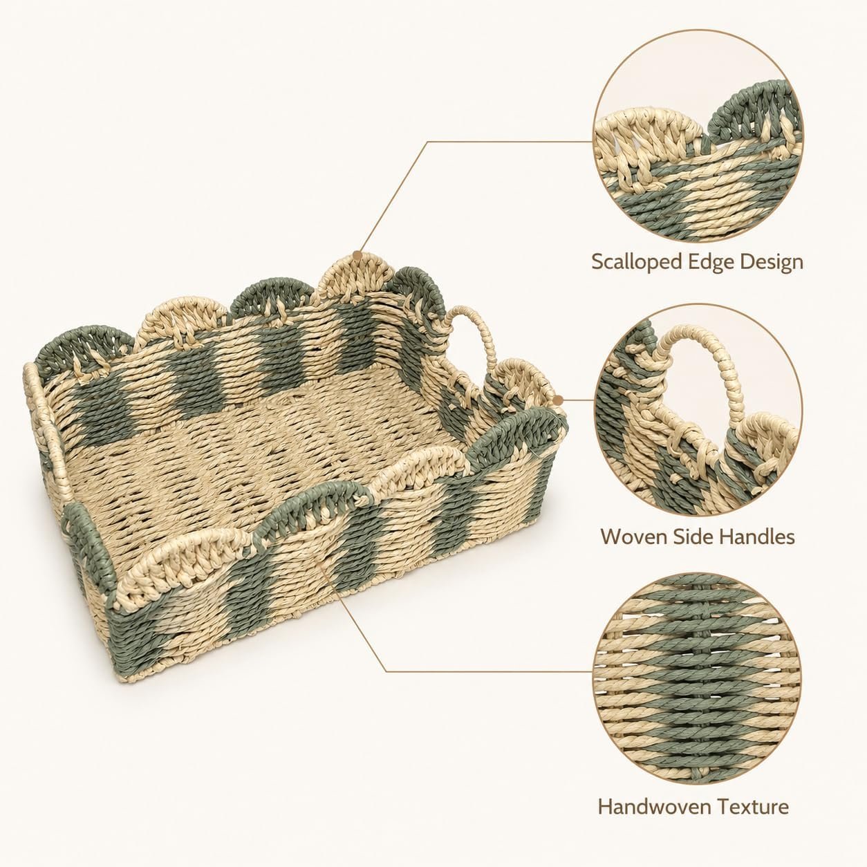 Rectangular Boho-Style Storage Basket – Hand-Woven Paper Rope Basket
