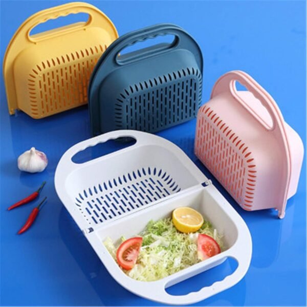 Drain Basket Folding Drain Basket Plastic Retractable Kitchen Household Vegetable Basket Water Filter Storage Basket Multifunctional Drain Basket(Off-white)