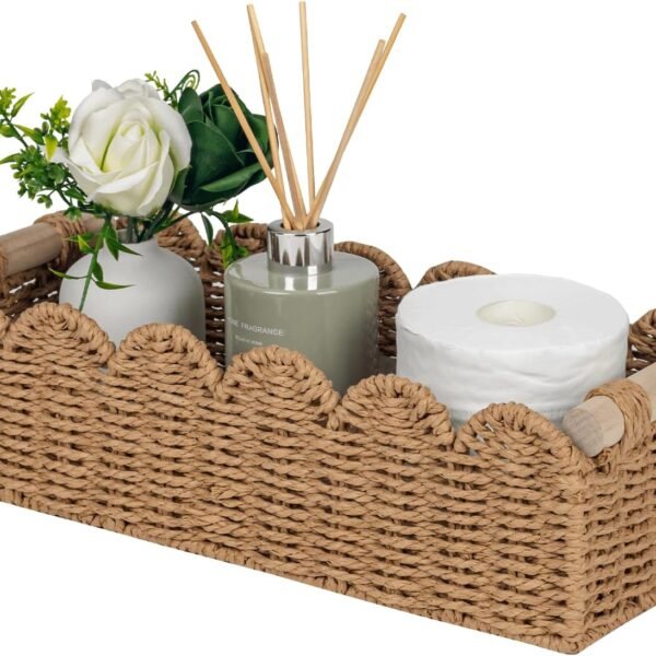 Wavy-Edge Toilet Paper Storage Basket With Handles (Home Decor)