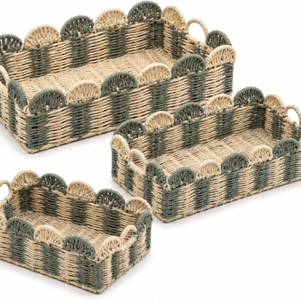 Rectangular Boho-Style Storage Basket – Hand-Woven Paper Rope Basket