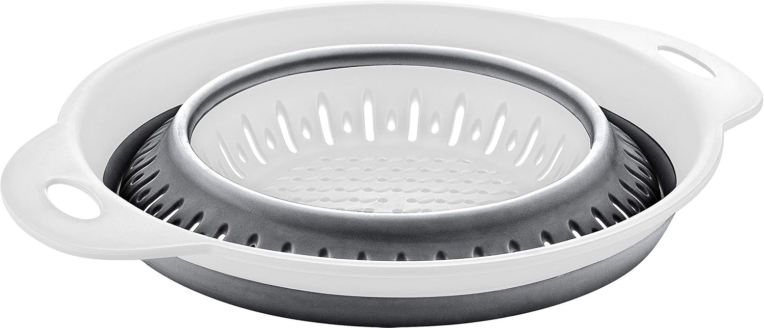 Collapsible Colanders (Strainers) for Fruit Vegetable Food Sizes 8" - 2 Quart (grey)