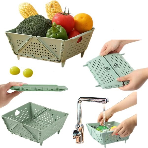 Thickened Collapsible multifunctional Strainers and Colander for Kitchen, Wash Foldable Storage Drain basket for Pasta, Fruit, Vegetables, snack，Berry Space-Saving ，RV Stackable Storage, Food cleaning