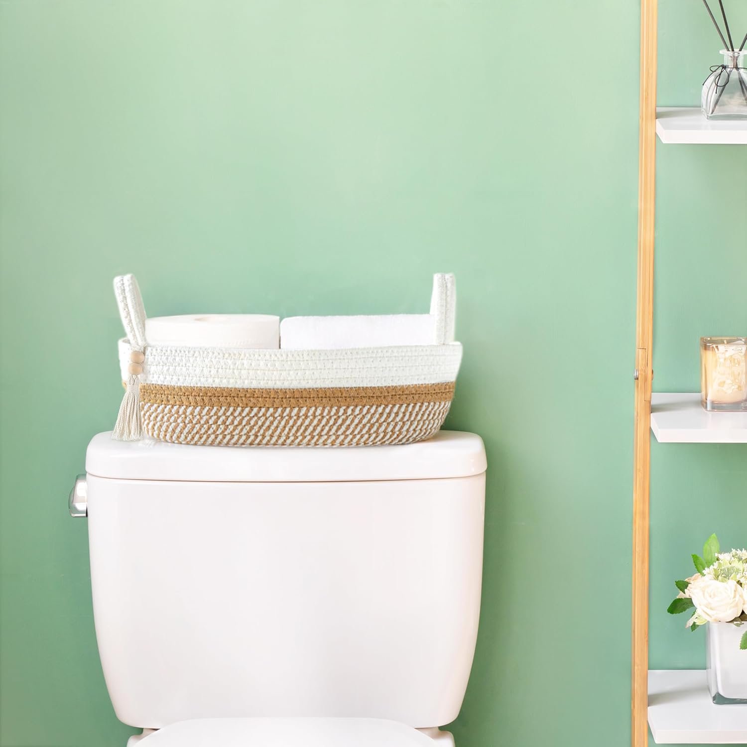 Toilet Paper Basket—Boho-Style Bathroom Storage Basket
