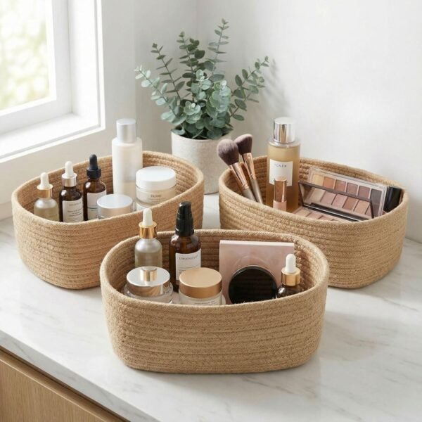 Exquisite Storage Basket Set (3-Piece) – Sturdy Jute Rope Woven Baskets