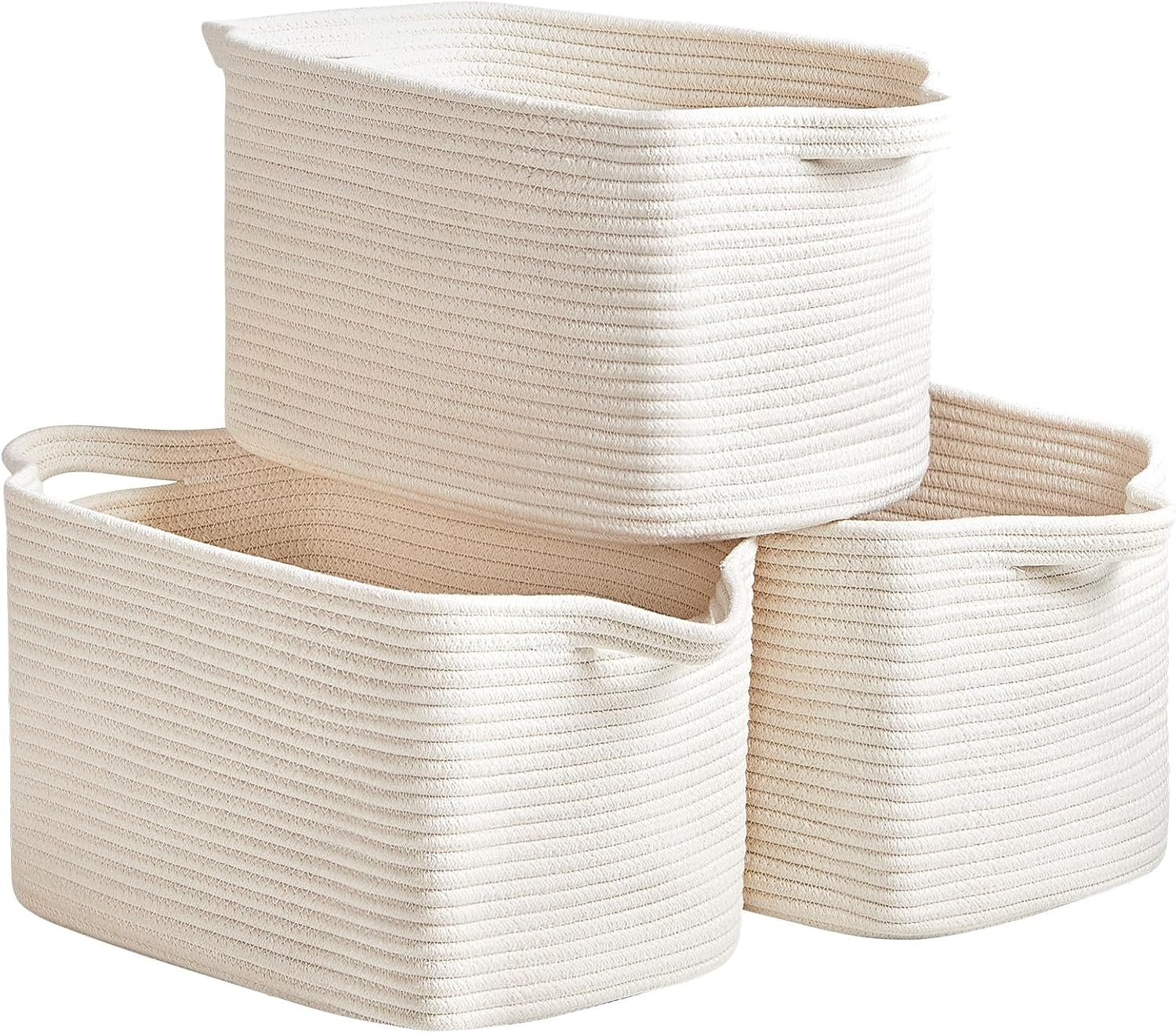 Cotton Rope Storage Basket — For organizing clothes, toys, and blankets; sturdy woven basket suitable for closets, shelves, and living rooms