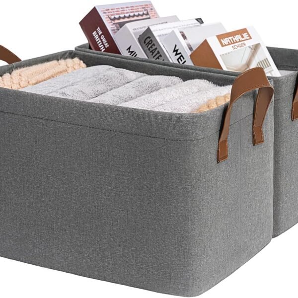Large storage basket/clothing storage bin (2-pack)—suitable for shelf and closet organization, small laundry basket