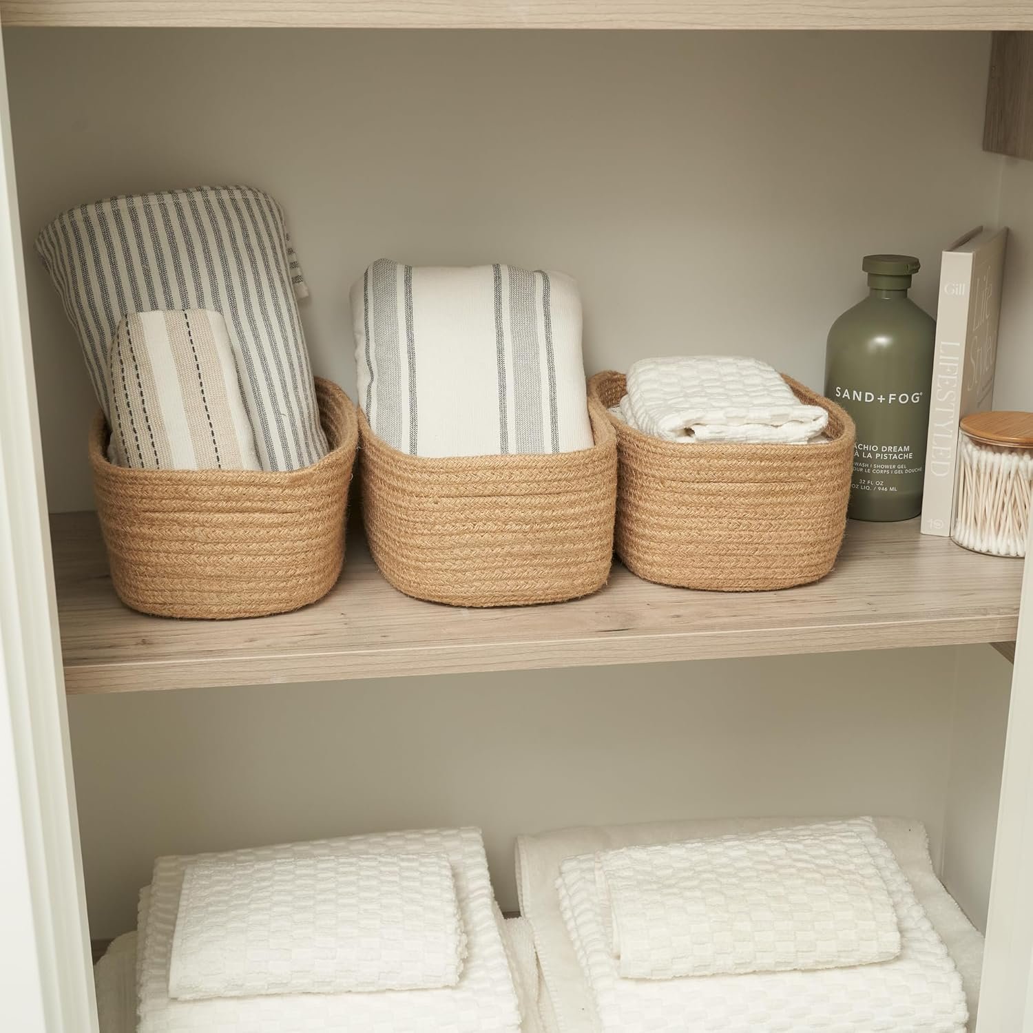 Exquisite Storage Basket Set (3-Piece) – Sturdy Jute Rope Woven Baskets
